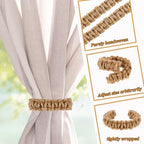Ptwola 2 Pack Braided Curtain Tiebacks Boho Elegant Rustic Curtain Holdbacks - Image 3