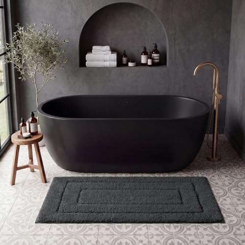 GRANNY SAYS Charcoal Gray Bathroom Runner Rug 24" x 48", Soft Bath Mat by GRANNYSAYS