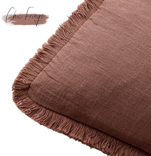 Foindtower Decorative Linen Fringe Lumbar Throw Pillow Covers Cozy Boho - Image 3