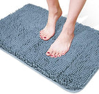 Yeaban Chenille Blue Bathroom Rug 24"x36", Non-Slip Rubber Backing by Yeaban
