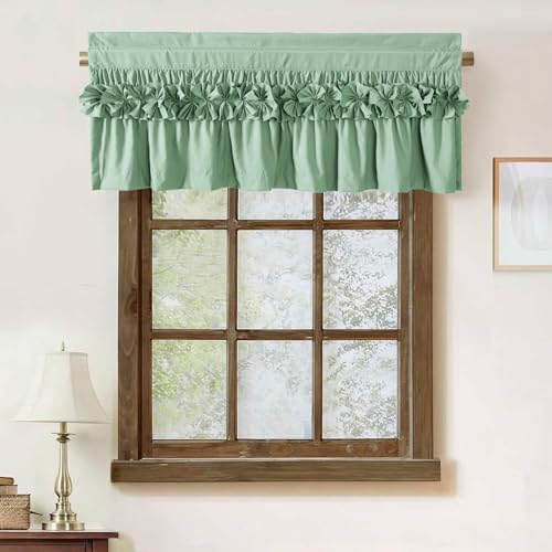 HIG 2 Pack Sage Ruffle Handcrafted Window Valances - Image 2