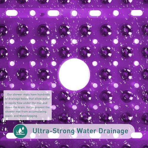 Large Square Shower Mat Bathtub Bath Mat Non Slip Purple 27"x27" - Image 5