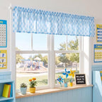4 Pcs Pastel Blue Checkered Window Valance Curtains - Image 6