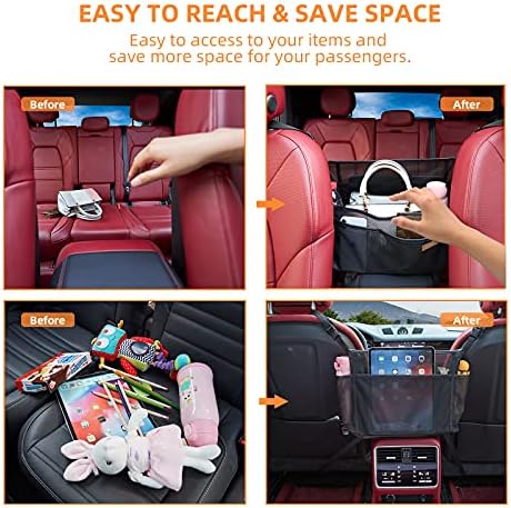 WLLWOO Car Net Pocket Organizer Purse Holder Console Front Seat Storage - Image 2