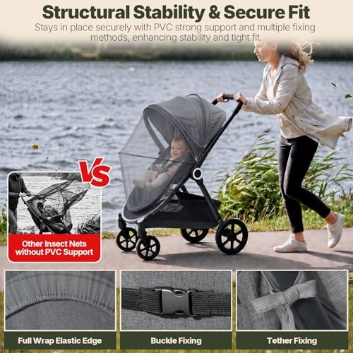 Orzbow Baby Mosquito Net for Stroller, Universal Fit, Breathable - Image 4