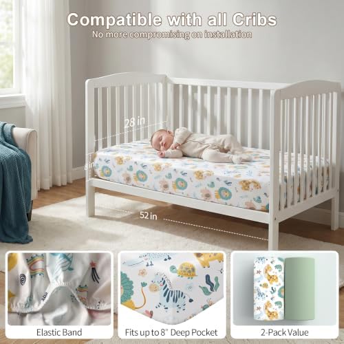 Baby Crib Sheets 2 Pack for Boys and Girls Fit for Standard Crib Toddler - Image 2
