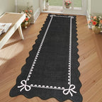 GarveeHome Scalloped Hallway Runner Rug 2.5x10 Non Slip Black Pink Rugs by GarveeHome