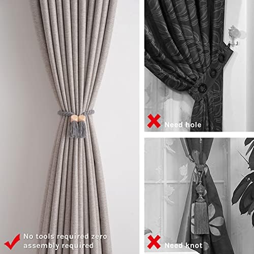 NICEEC 2 Pack Wooden Cube Magnetic Curtain Tiebacks Boho Home Decor Drape Tie - Image 3