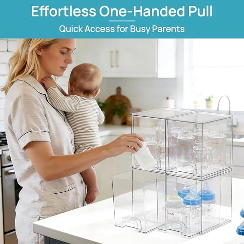 Vtopmart Clear Stackable Storage Drawers, 4 Pack Tall Plastic Organizers - Image 5