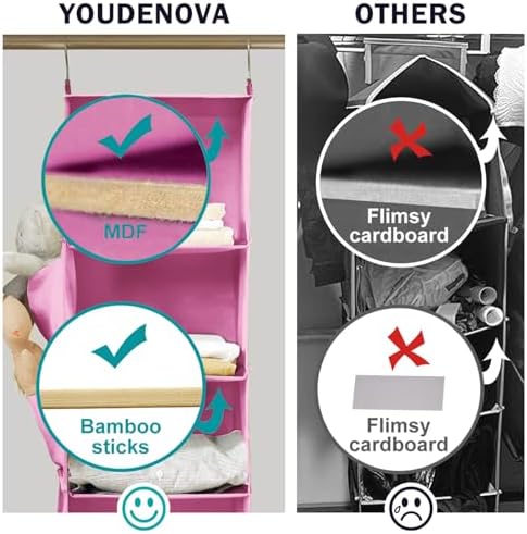YOUDENOVA Hanging Closet Organizer and Storage, Light Pink - Image 5