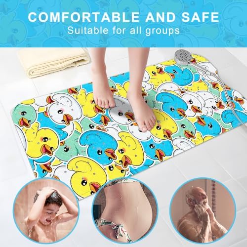 Bath Mat for Tub Non Slip Kids Bathtub Mat 40x16 Baby Bath Mat, 3Color Ducks - Image 7
