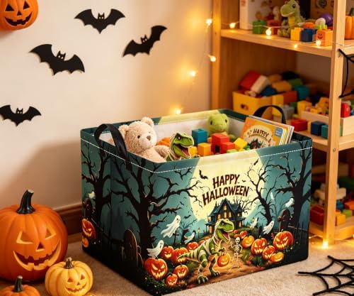 Halloween Basket Cute Baskets for Kids Pumpkin Basket Rectangular Storage Bin - Image 3