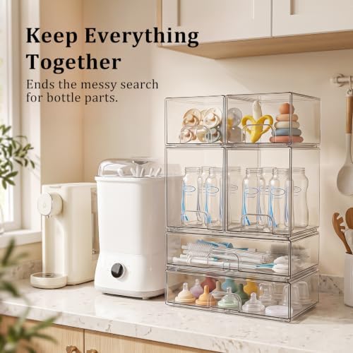 Clear Stackable Storage Drawers: Acrylic Organizer Bins 6 Pack - Image 3