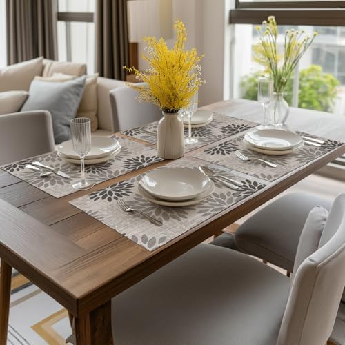 Artoid Mode Floral Vinyl Plastic Placemats Set of 4, 12x18 Inch Washable - Image 5