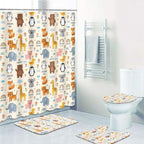 Britimes Bathroom Sets with Shower Curtain and Rugs Set of 4 Cartoon Animal by Britimes