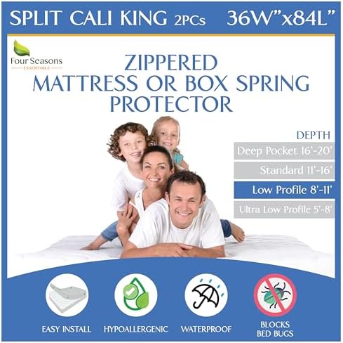 Split California King Mattress or Box Spring Encasement Waterproof Zippered by FourSeasonsEssentials