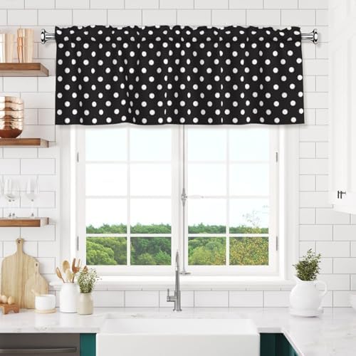 Black and White Polka Dot Valance Curtain - Image 6