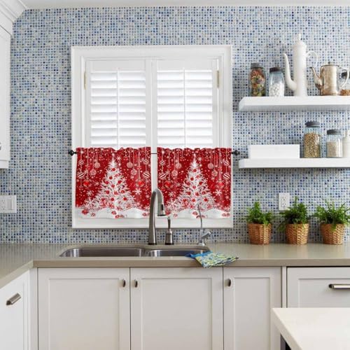 Red Christmas Kitchen Curtains and Valances Set - Image 5