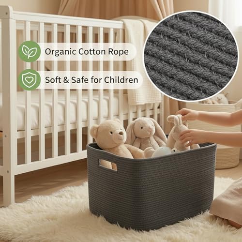 JMvicyroam 65L Large Woven Cotton Rope Blanket Basket - Image 4