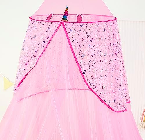 Bed Canopy for Girls, Unicorn Princess Bed Canopy Bedroom Accessories Decor - Image 4