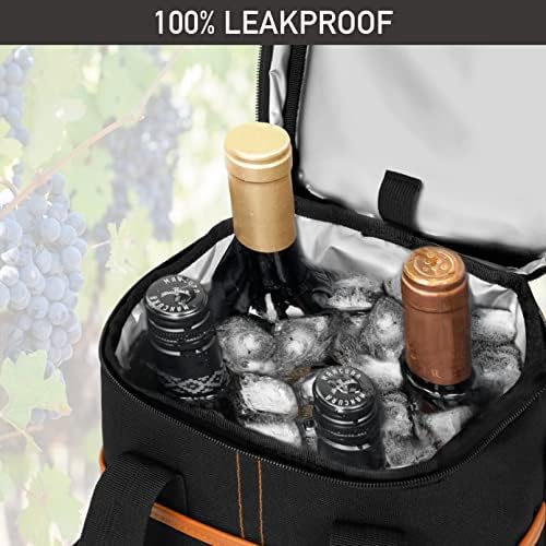 opux Insulated Wine Cooler Bag, Leakproof 4 Bottle Wine Tote Carrier - Image 5