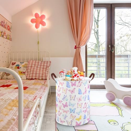 Butterfly Laundry Basket Girls Hamper, Baby Nursery Clothes Hamper, Foldable - Image 2