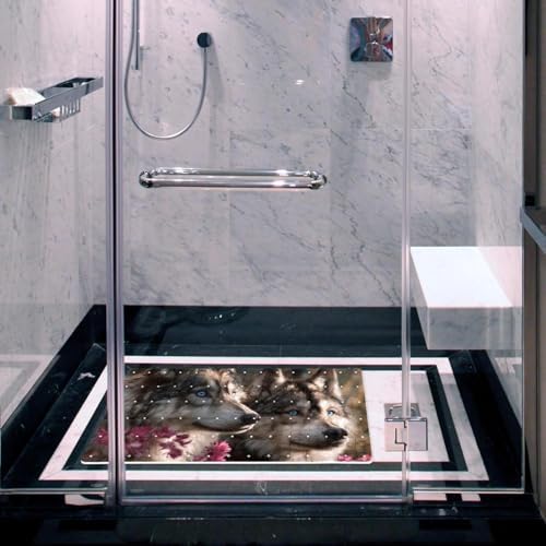 Bathtub Mat Non Slip 26.8x15.1In, Wolf Bath Mat - Image 6