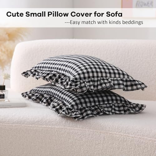 2 Pack Black Gingham Lumbar Throw Pillow Shams 12''x20'' - Image 3