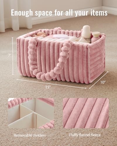 Blissful Diary Flannel Diaper Caddy Organizer & Gift Packaging, Powder Pink - Image 4