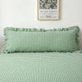 Green White Gingham Ruffle Body Pillow Cover 20"x54" by KMASANIJI