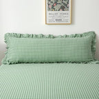 Green White Gingham Ruffle Body Pillow Cover 20"x54" by KMASANIJI