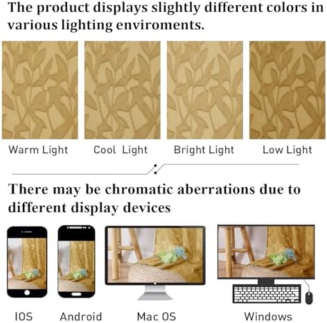 Lecloud Leia Dark Gold Sheer Curtains 54 Inch Length 2 Panels, Light Reducing - Image 5