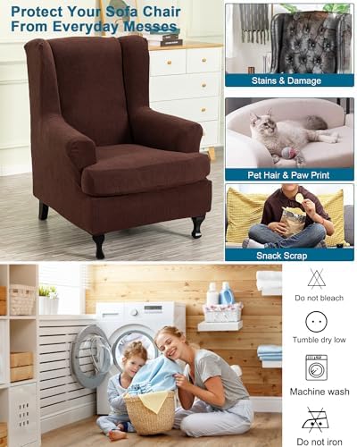 CRFATOP Wingback Chair Covers Wing Armchair Slipcovers - Image 6