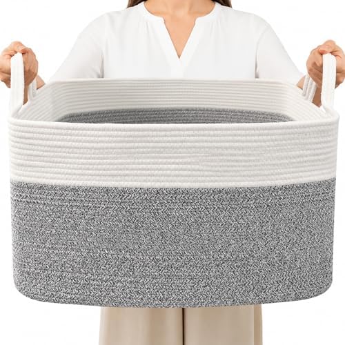 96L Laundry Basket with Handles, Extra Blanket Basket by HZFTJOY