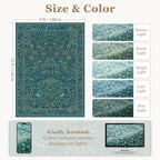 Teal Floral Animal Large 9x12 Rugs - Image 2