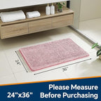 Chenille Bathroom Rug 24"x36" Blush, Non-Slip Plush Bath Mat - Image 2