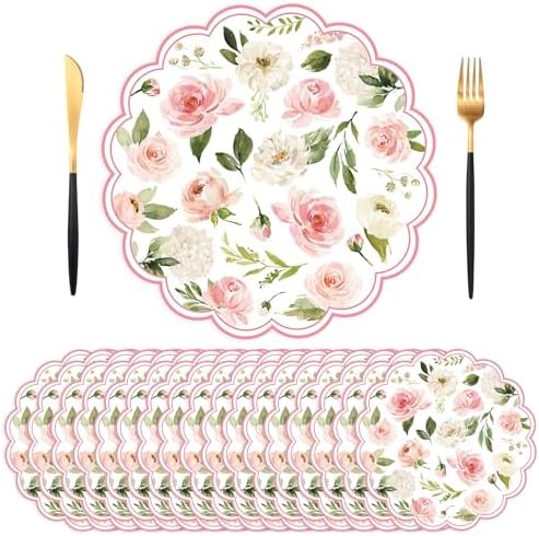 50PCS Floral Paper Placemats, 13.5in Summer Table Mats by Unknown