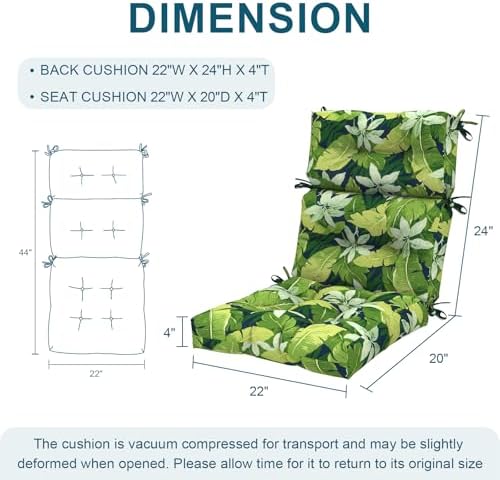 DYTXIII Outdoor High Back Chair Cushions Set of 2, Water Repellent Tufted - Image 3