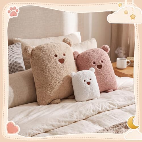Wengik 3 Pcs Bear Plush Pillow Set Funny Stuffed Animal Throw Pillows - Image 4