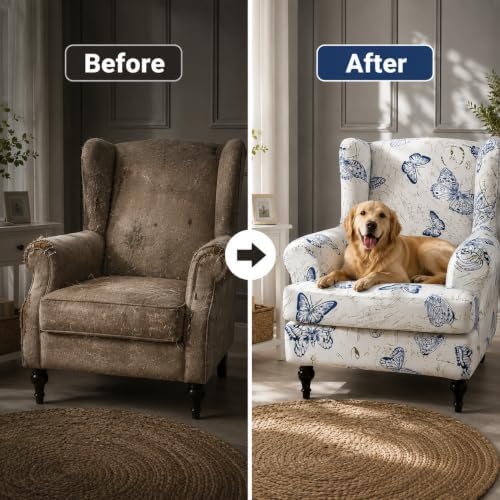 NILUOH Wingback Chair Covers 2-Piece, Armchair Slipcovers - Image 5
