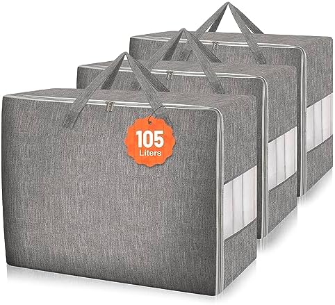 3 Pack 105L Comforter Storage Bags, Extra Large Blanket Storage Bags by Karceyworth