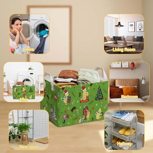 Winnie Theme Christmas Baskets Decor, the Pooh Baby Stuff, Large Square Canvas - Image 4