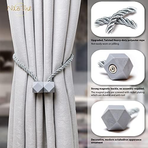 NazTur Magnetic Curtain Tiebacks, Curtain Ties, No-Drill Holdbacks - Image 2