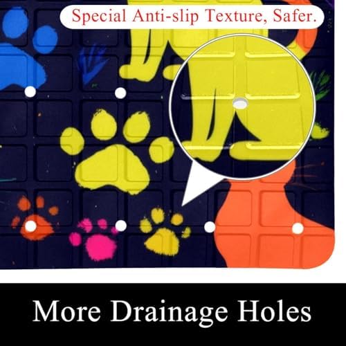 Shower Mat Non Slip, Colorful Cats Paws Anti Slip Bath Mat - Image 2