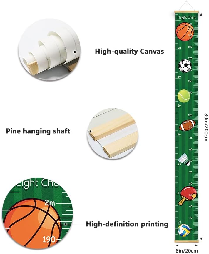 Canvas Baby Kids Growth Chart, Sports Height Measurement Wall Hanging - Image 3