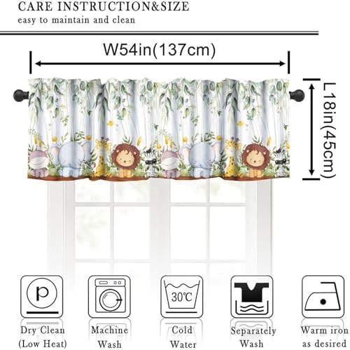 Forest Animal Valance Curtains, Watercolor Wild Animal Bear Fox Deer Kids - Image 2