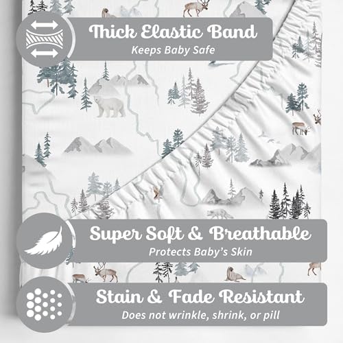 Sorrel + Fern Baby Crib Sheets Neutral, Fitted 2-Pack - Image 2
