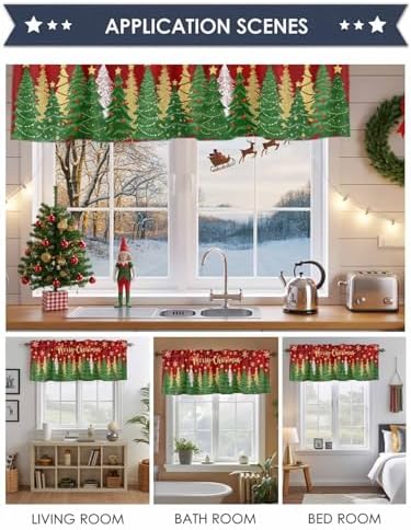 Vandarllin Christmas Kitchen Curtains Valances - Image 6