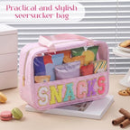 Sanwuta Seersucker Snacks Bag Chenille Letter Clear Makeup Bag - Image 4