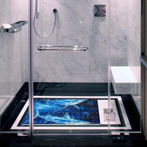 Bathtub Mat Non Slip 26.8x15.1In, Swordfishes Ocean Bath Mat - Image 5